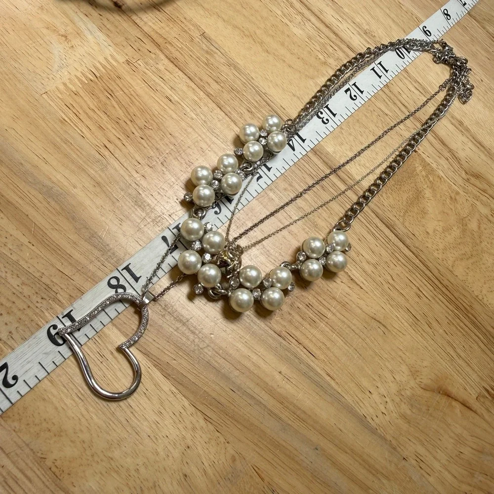 Romantic Pearlcore Y2K‎ Aesthetic Silver Necklace Lot of 3 from Unbranded